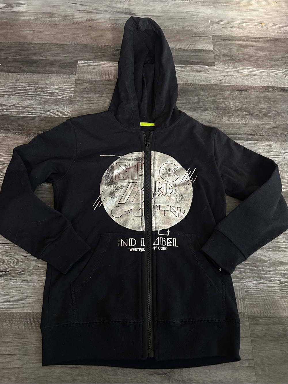 Epic Threads Black Zip-Up Hoodie with Graphic Circle